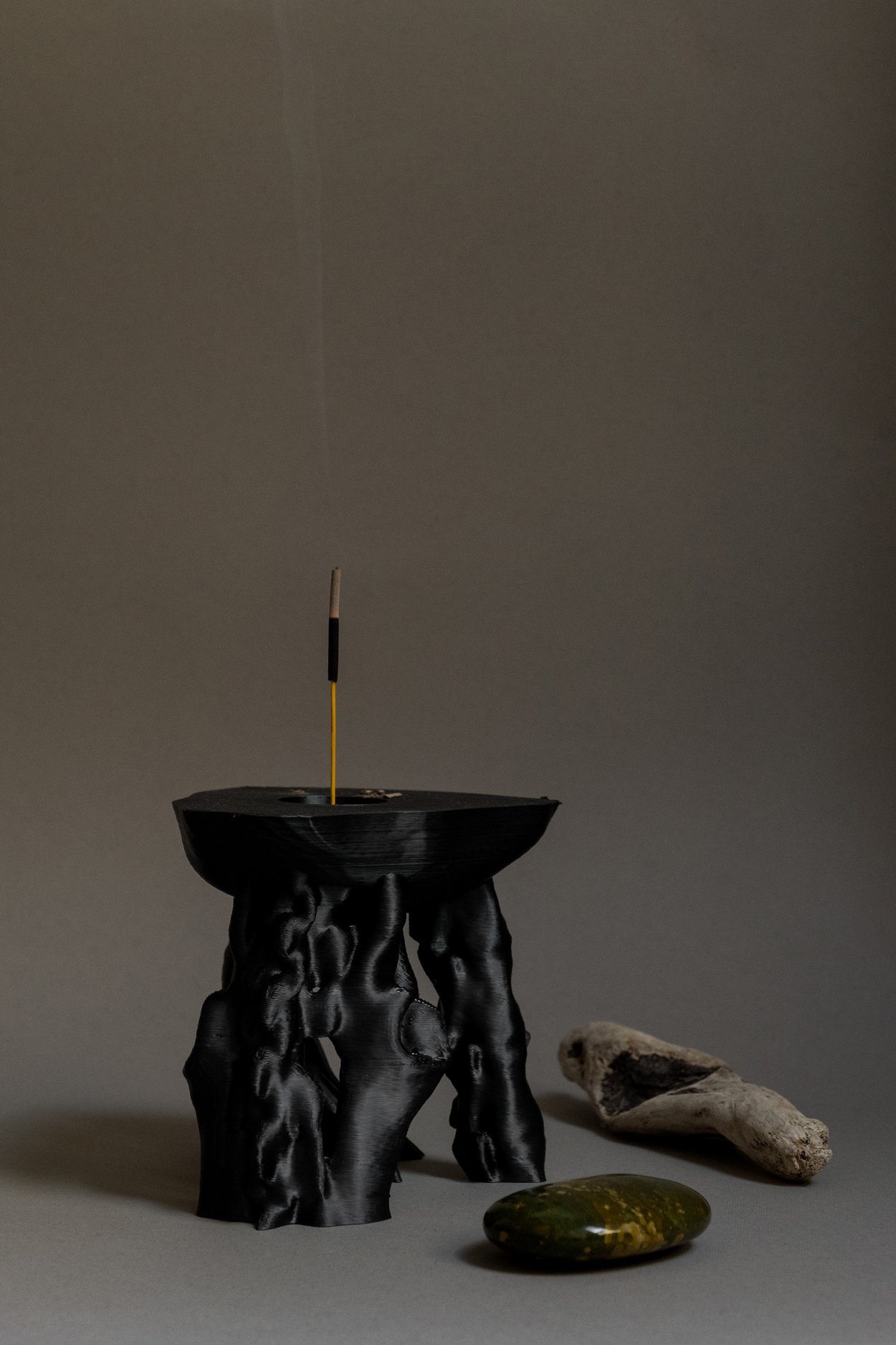 Incense on Black Incense Holder